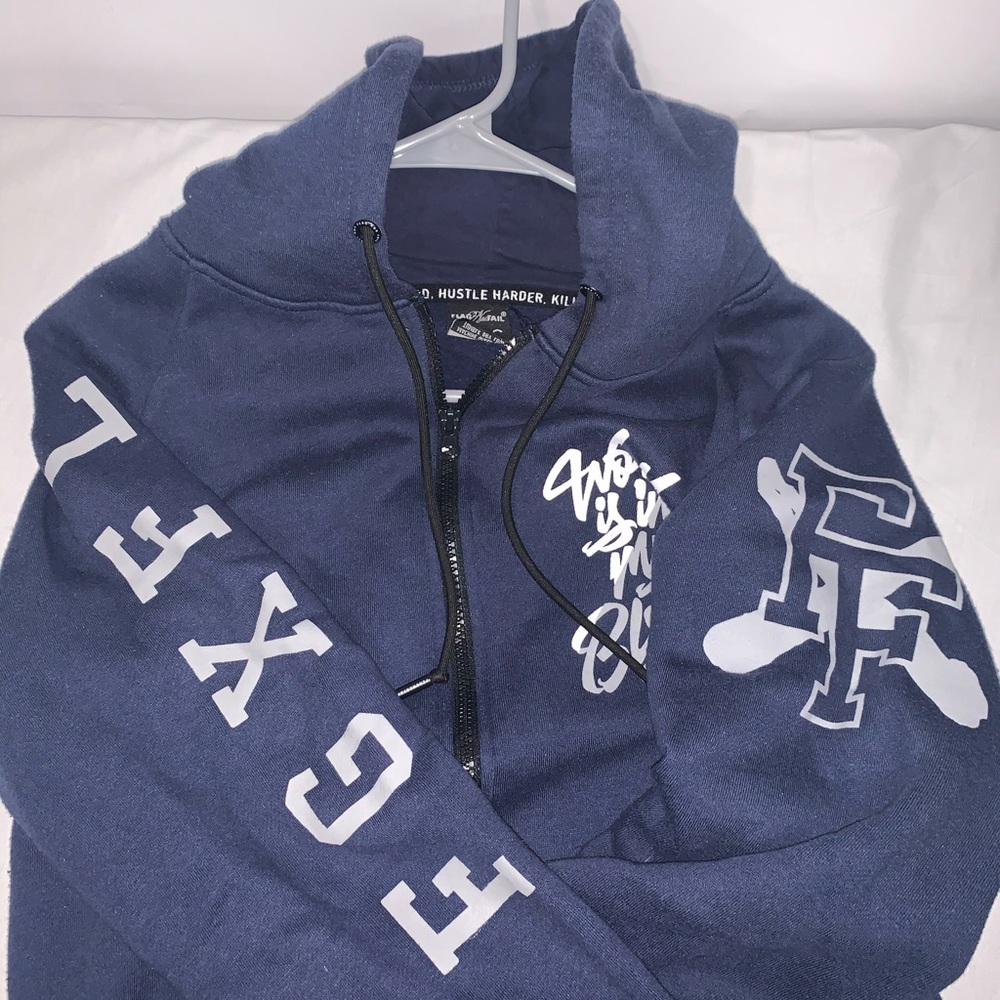 Flag Nor Fail women’s sweatshirt size small blue full zip